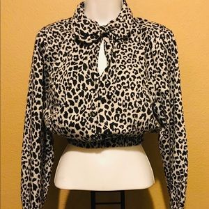 🛑SOLD🛑SOLD🛑 Pussy Bow Crop Top Bomber Blouse 12